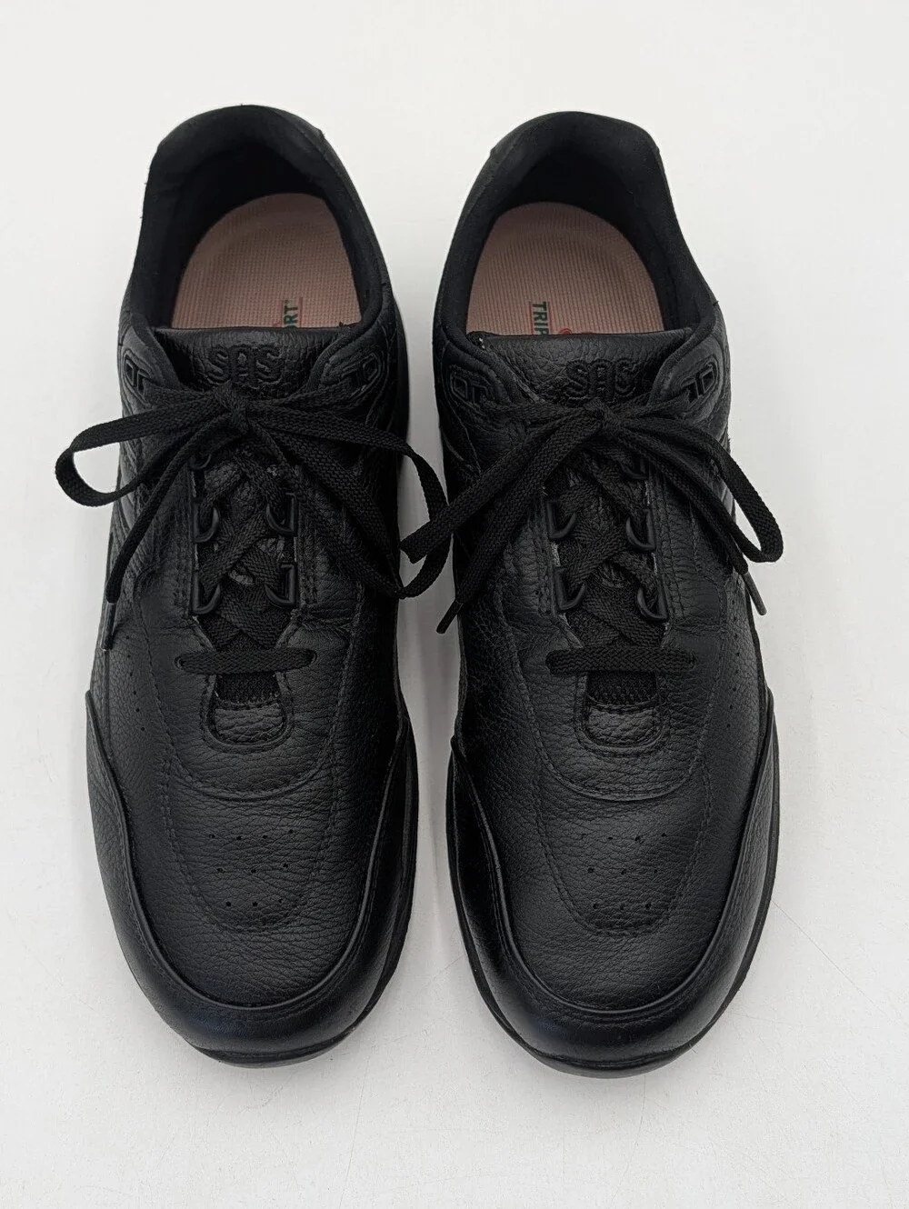 SAS Time Out Men's Black Leather Walking Shoes Sz 11 Slim EZ Lace Comfort